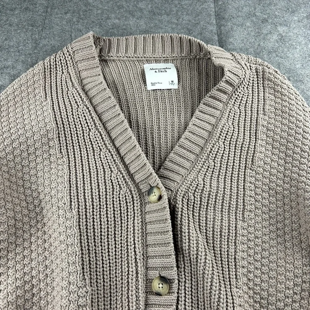 Abercrombie & Fitch Sweater Womens Medium Cameron Seed Stitch Cardigan Beige